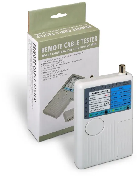 Aisens A142-0313 Testeador para Cables RJ11/RJ12/RJ45/Coaxial Gris