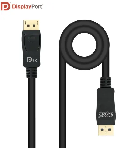 Nanocable 10.15.2501-L150 Cable DisplayPort 1.4 Macho/Macho 1.5M Negro