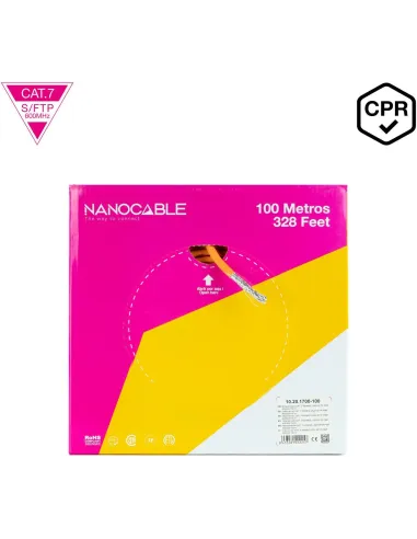 Nanocable 10.20.1700-100 Bobina Cable de Red Cat.7 SFTP PIMF AWG23 100m Naranja