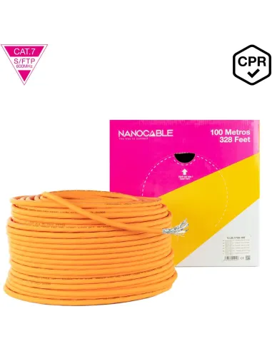 Nanocable 10.20.1700-100 Bobina Cable de Red Cat.7 SFTP PIMF AWG23 100m Naranja
