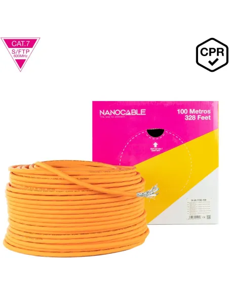 Nanocable 10.20.1700-100 Bobina Cable de Red Cat.7 SFTP PIMF AWG23 100m Naranja