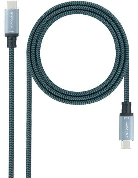 Nanocable 10.01.4102-COMB Cable USB-C 3.1 Macho/Macho 2M Gris/Negro