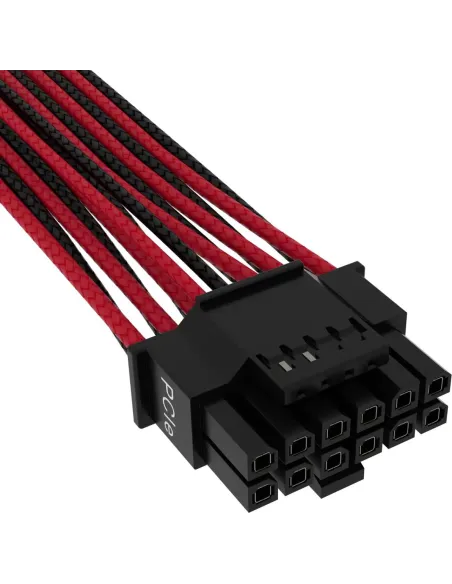 Corsair Cable Premium con Fundas PCIe Gen 5 12VHPWR 600 W y 12+4 Patillas con Funda Rojo/Negro