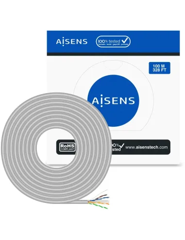 Aisens A135-0660 Bobina Cable de Red RJ45 Cat.6 UTP AWG23 CCA 100m Gris