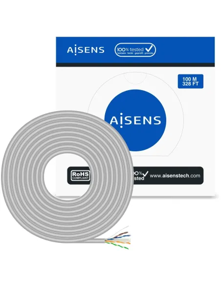 Aisens A135-0660 Bobina Cable de Red RJ45 Cat.6 UTP AWG23 CCA 100m Gris