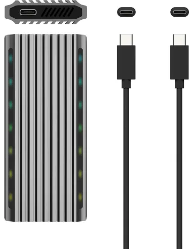 Aisens ASM2-RGB011GR Caja Externa para Disco Duro SSD M.2 SATA/NVMe USB-C Gris
