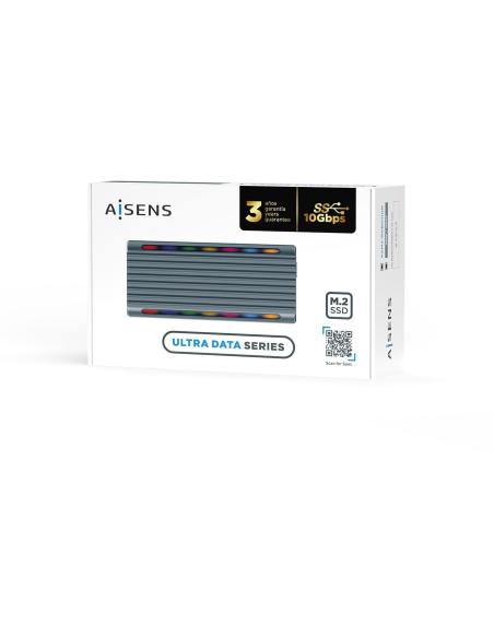 Aisens ASM2-RGB011GR Caja Externa para Disco Duro SSD M.2 SATA/NVMe USB-C Gris