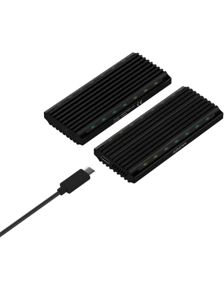 Aisens ASM2-RGB011GR Caja Externa para Disco Duro SSD M.2 SATA/NVMe USB-C Negra