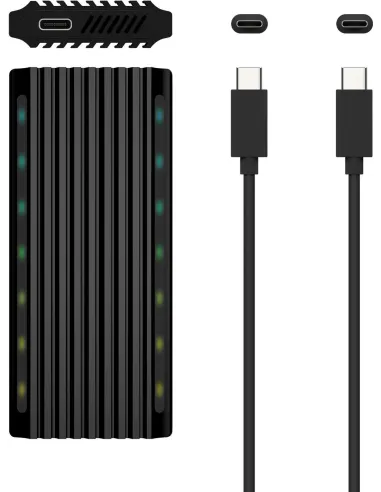 Aisens ASM2-RGB011GR Caja Externa para Disco Duro SSD M.2 SATA/NVMe USB-C Negra