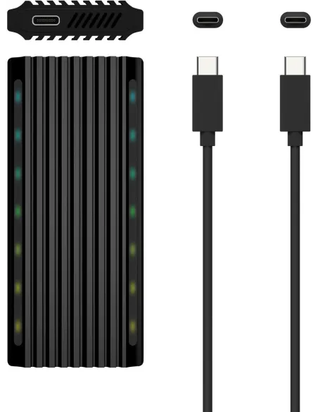 Aisens ASM2-RGB011GR Caja Externa para Disco Duro SSD M.2 SATA/NVMe USB-C Negra