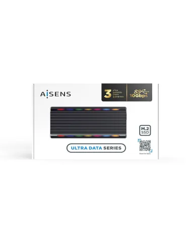 Aisens ASM2-RGB011GR Caja Externa para Disco Duro SSD M.2 SATA/NVMe USB-C Negra