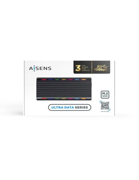 Aisens ASM2-RGB011GR Caja Externa para Disco Duro SSD M.2 SATA/NVMe USB-C Negra