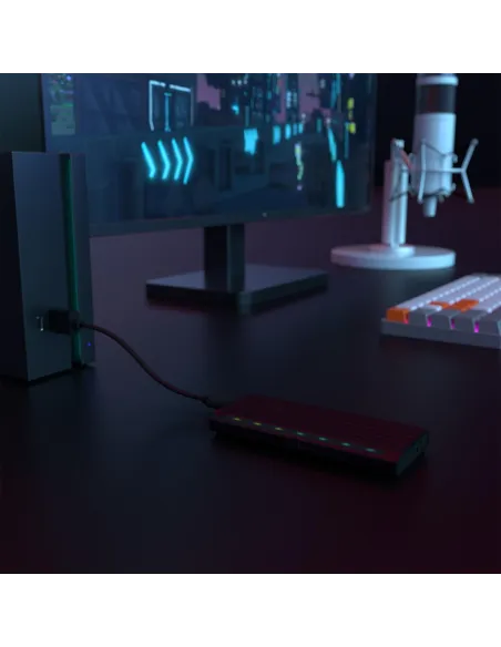 Aisens ASM2-RGB011GR Caja Externa para Disco Duro SSD M.2 SATA/NVMe USB-C Negra