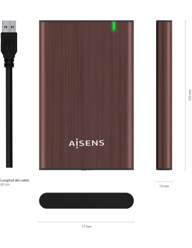 Aisens ASE-2525BWN Caja Externa para Disco Duro de 2.5" SATA USB 3.0 Marrón