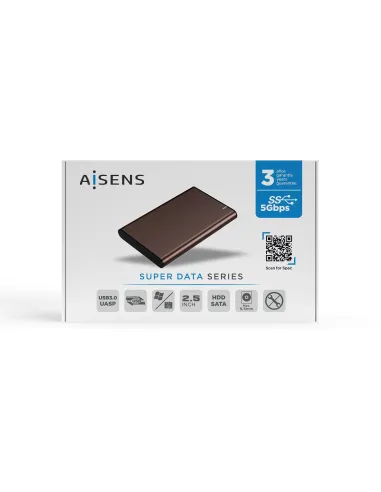 Aisens ASE-2525BWN Caja Externa para Disco Duro de 2.5" SATA USB 3.0 Marrón