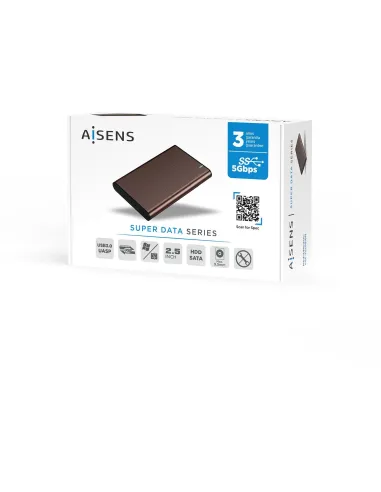 Aisens ASE-2525BWN Caja Externa para Disco Duro de 2.5" SATA USB 3.0 Marrón