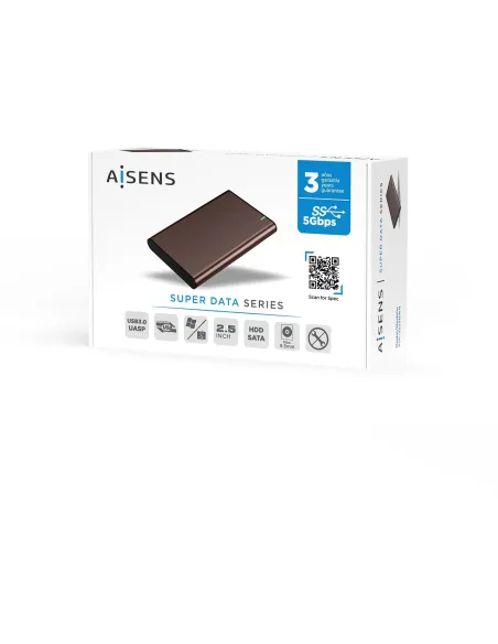 Aisens ASE-2525BWN Caja Externa para Disco Duro de 2.5" SATA USB 3.0 Marrón
