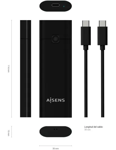 Aisens ASM2-020B Caja Externa para Disco Duro SSD M.2 USB-C Negra