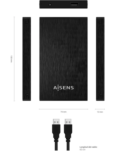 Aisens ASE-2523B Caja Externa para Disco Duro 2.5" SATA USB 3.0 Negra