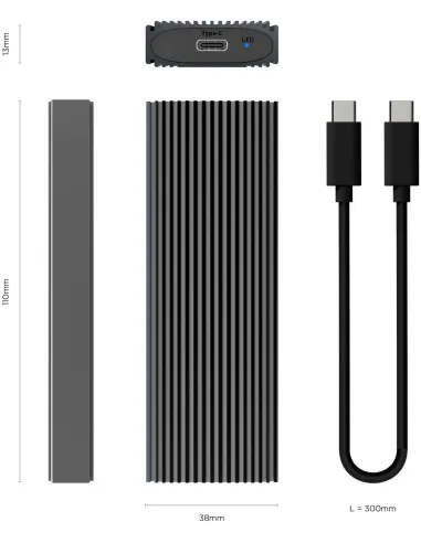 Aisens ASM2-023GR Caja Externa para Disco SSD M.2 USB-C Gris