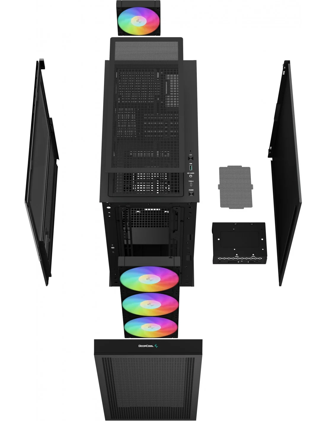 DeepCool CH560 Digital ARGB Mid Tower Cristal Templado USB 3.2 Negra