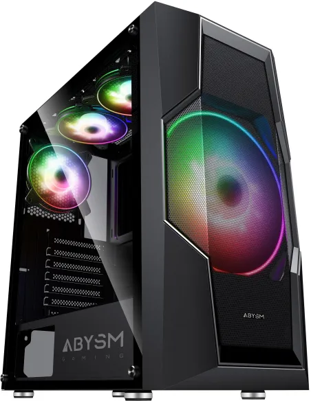 Abysm Gaming Danube Hron Black Torre Cristal Templado Negra
