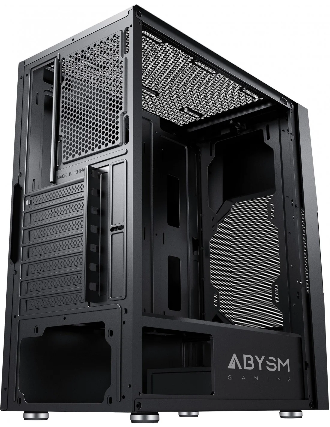 Abysm Gaming Danube Hron Black Torre Cristal Templado Negra