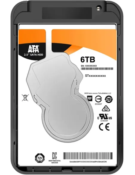 Aisens ASE-2521B Caja Externa para Disco Duro 9.5mm 2.5" SATA USB 3.0 Negra