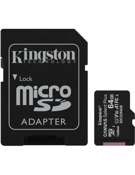 Kingston Canvas Select Plus MicroSDXC UHS-I 64GB Clase 10 + Adaptador SD