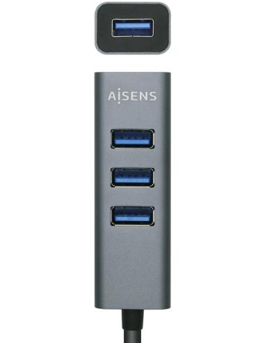 Aisens A106-0507 HUB USB-A 3.0 a USB-A 3.0 4 Puertos 10 cm Gris