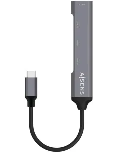 Aisens A109-0541 HUB USB-C 3.0 a USB-A 3.0 4 Puertos 10 cm Gris-DATA54922