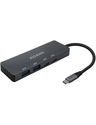 Aisens A106-0744 HUB USB-C 3.0 a USB-C 3.0 y USB-A 3.0 4 Puertos 15 cm Gris