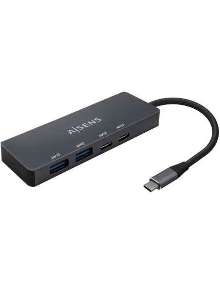 Aisens A106-0744 HUB USB-C 3.0 a USB-C 3.0 y USB-A 3.0 4 Puertos 15 cm Gris