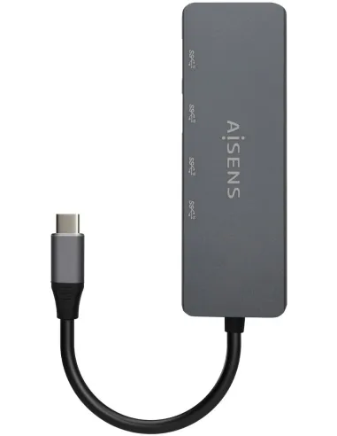 Aisens A106-0744 HUB USB-C 3.0 a USB-C 3.0 y USB-A 3.0 4 Puertos 15 cm Gris