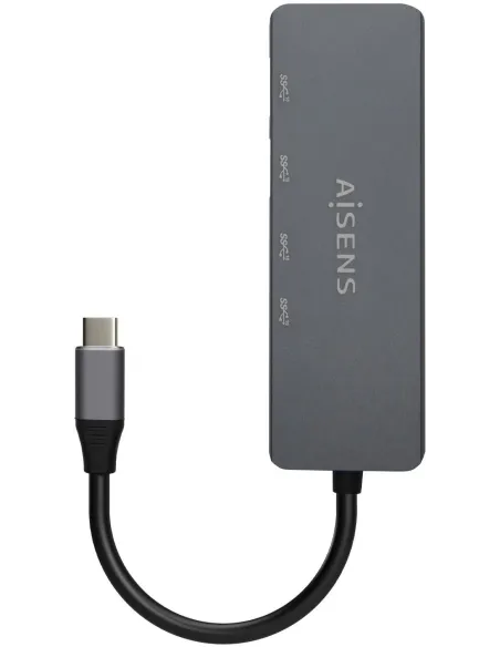 Aisens A106-0744 HUB USB-C 3.0 a USB-C 3.0 y USB-A 3.0 4 Puertos 15 cm Gris