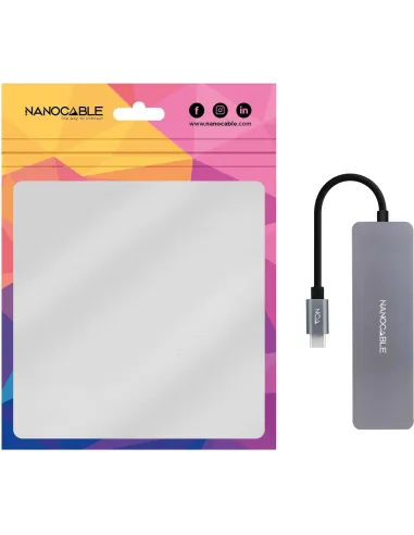Nanocable 10.16.4409 HUB USB-C 3.0 a USB-A 3.0 4 Puertos 10 cm Gris