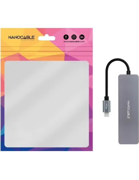 Nanocable 10.16.4409 HUB USB-C 3.0 a USB-A 3.0 4 Puertos 10 cm Gris