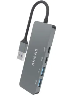 Aisens A106-0696 HUB USB-A 3.0 a USB-A 3.0 y USB-C 4 Puertos 15 cm Gris-DATA58471