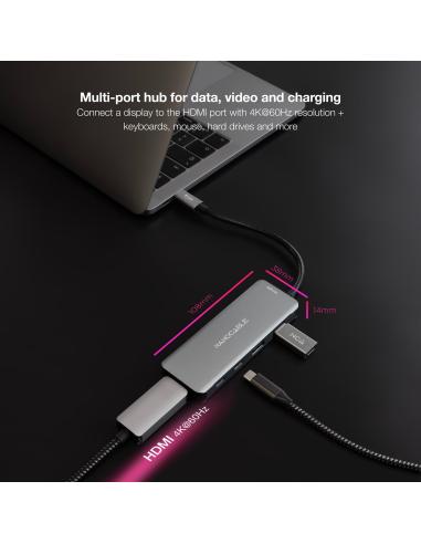 Nanocable 10.16.1006 HUB USB-C 3.0 a USB-A 3.0/USB-C 3.0/HDMI 6 Puertos 15 cm Negro