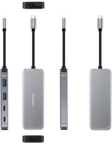 Nanocable 10.16.1006 HUB USB-C 3.0 a USB-A 3.0/USB-C 3.0/HDMI 6 Puertos 15 cm Negro
