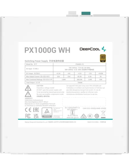DeepCool PX1000G 1000W 80 Plus Gold Blanca