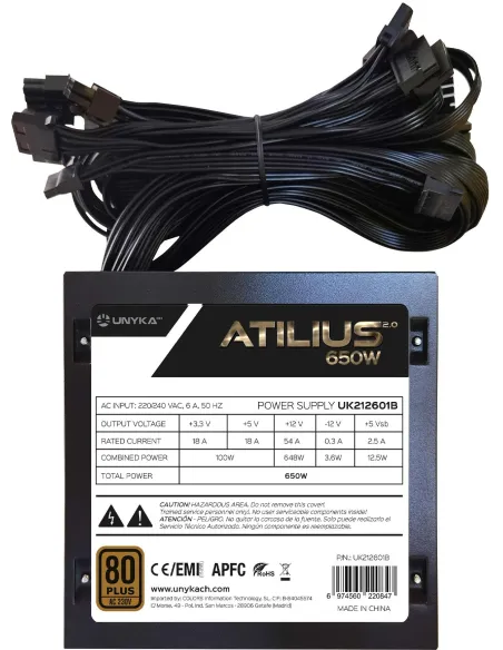 UNYKAch Atilius 2.0 Black 650W 80 Plus Bronze