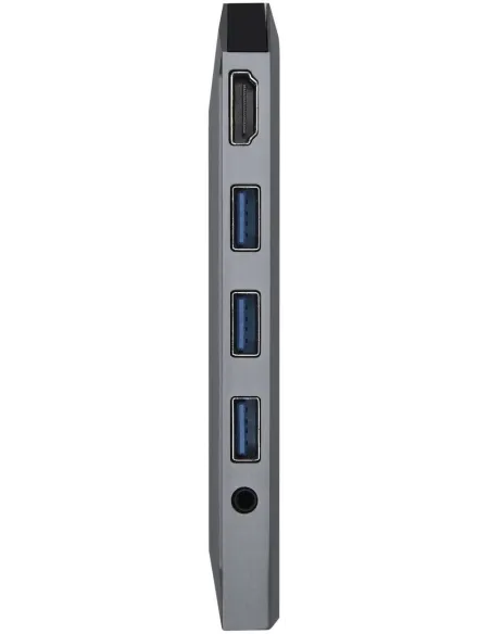 Aisens ASUC-9P001-GR Docking Station 9 Puertos USB-C a USB-A/USB-C/RJ-45/SD/microSD/Jack 3.5mm 15 cm Gris