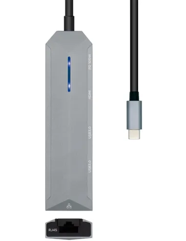 Aisens ASUC-5P003-GR Docking Station 5 Puertos USB-C a USB-A/USB-C/HDMI/RJ-45 15 cm Gris