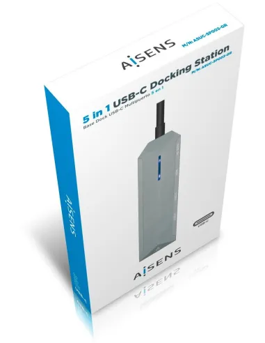 Aisens ASUC-5P003-GR Docking Station 5 Puertos USB-C a USB-A/USB-C/HDMI/RJ-45 15 cm Gris