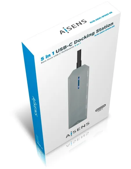 Aisens ASUC-5P003-GR Docking Station 5 Puertos USB-C a USB-A/USB-C/HDMI/RJ-45 15 cm Gris