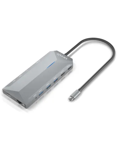 Aisens ASUC-12P005-GR Docking Station USB-C a USB-A/USB-C/HDMI/RJ-45/microSD/SD/Jack 3.5mm 30 cm Gris
