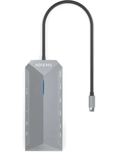 Aisens ASUC-12P005-GR Docking Station USB-C a USB-A/USB-C/HDMI/RJ-45/microSD/SD/Jack 3.5mm 30 cm Gris