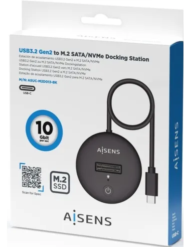 Aisens ASUC-M2D013-BK Docking Station Discos Duros M.2 SATA/NVMe USB-C Negro