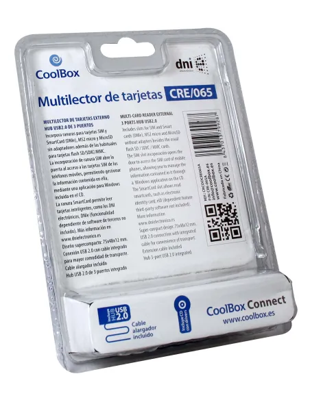 CoolBox CRE-065A Lector Tarjetas Externo Flash/DNIe USB 2.0 Negro